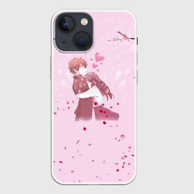 Чехол для iPhone 13 mini с принтом Аниме Объятия Любовь Пара в Тюмени,  |  | anime | japan | love | аниме | анимэ | знак | любовь | манги | обнимашки | пара | парные | персонаж | сакура | саске | сердечки | сердце | цветы | япония