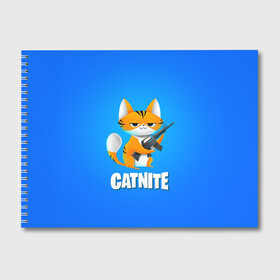 Альбом для рисования с принтом Catnite в Тюмени, 100% бумага
 | матовая бумага, плотность 200 мг. | cs go | fortnite | кот | котик | смешной кот | смешной фортнайт | фортнайт | шутер