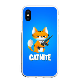 Чехол для iPhone XS Max матовый с принтом Catnite в Тюмени, Силикон | Область печати: задняя сторона чехла, без боковых панелей | cs go | fortnite | кот | котик | смешной кот | смешной фортнайт | фортнайт | шутер