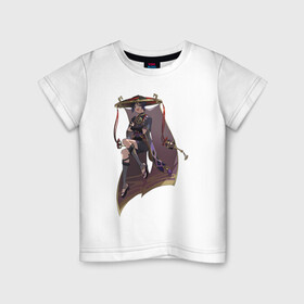 Детская футболка хлопок с принтом Скарамучча в Тюмени, 100% хлопок | круглый вырез горловины, полуприлегающий силуэт, длина до линии бедер | арт | баал | инадзума | милый парень | рисунок | скарамучча | фатуи