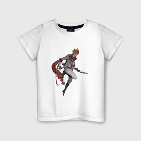 Детская футболка хлопок с принтом Тарталья в деле в Тюмени, 100% хлопок | круглый вырез горловины, полуприлегающий силуэт, длина до линии бедер | арт | ли юэ | ржавый лук | рисунок | снежная | тарталья | фатуи