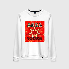Женский свитшот хлопок с принтом ABBA новый альбом Voyage в Тюмени, 100% хлопок | прямой крой, круглый вырез, на манжетах и по низу широкая трикотажная резинка  | abba | voyage | абба | альбом | возвращение | группа | музыка | поп | премьера