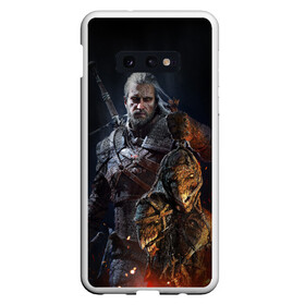 Чехол для Samsung S10E с принтом Witcher III в Тюмени, Силикон | Область печати: задняя сторона чехла, без боковых панелей | geralt | the witcher | wild hunt | witcher 3 | ведьмак | ведьмак 3 | геральт | дикая охота