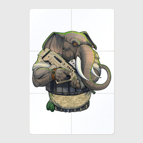 Магнитный плакат 2Х3 с принтом Слон-военный в Тюмени, Полимерный материал с магнитным слоем | 6 деталей размером 9*9 см | автомат | арт | животное | зверь | оружие | рисунок | слон | человекоподобный