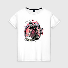 Женская футболка хлопок с принтом Гламурный кед в Тюмени, 100% хлопок | прямой крой, круглый вырез горловины, длина до линии бедер, слегка спущенное плечо | гламур | граффити | кеды | кросы | мода | стиль