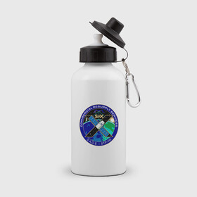 Бутылка спортивная с принтом SPACEX Илон Маск Лого в Тюмени, металл | емкость — 500 мл, в комплекте две пластиковые крышки и карабин для крепления | Тематика изображения на принте: земля | компания. | космос | логотип | орбита