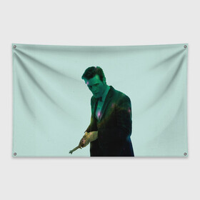 Флаг-баннер с принтом Мэтт Смитт в Тюмени, 100% полиэстер | размер 67 х 109 см, плотность ткани — 95 г/м2; по краям флага есть четыре люверса для крепления | doctor who | serial | доктор кто | путешествия во времени | сериал | сериалы | фантастика