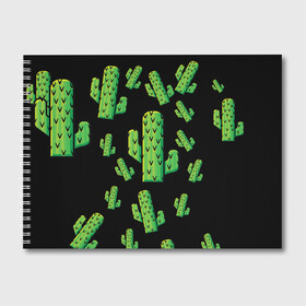 Альбом для рисования с принтом Cactus Time - Веселые кактусы в Тюмени, 100% бумага
 | матовая бумага, плотность 200 мг. | cactus time | веселый | зеленый | кактусы | милый