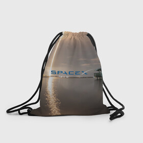 Рюкзак-мешок 3D с принтом SpaceX Dragon 2 в Тюмени, 100% полиэстер | плотность ткани — 200 г/м2, размер — 35 х 45 см; лямки — толстые шнурки, застежка на шнуровке, без карманов и подкладки | crew | dragon | falcon 9 | rocket | ship | space | spaceship | spacex | икс | корабль | космический | космос | ракета | спейс