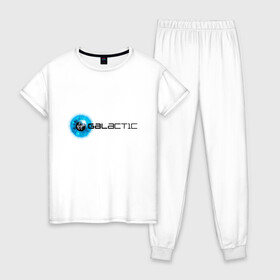 Женская пижама хлопок с принтом Virgin Galactic logo в Тюмени, 100% хлопок | брюки и футболка прямого кроя, без карманов, на брюках мягкая резинка на поясе и по низу штанин | logo | вирджин галактик | космос