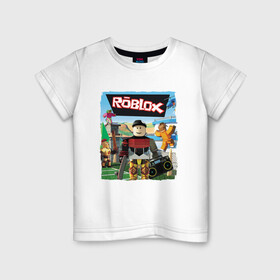 Детская футболка хлопок с принтом ROBLOX | РОБЛОКС (Z) в Тюмени, 100% хлопок | круглый вырез горловины, полуприлегающий силуэт, длина до линии бедер | game | gamer | roblox | robo | simulator | игра | конструктор | роблок | роблокс | робо | симулятор | строительство | фигура