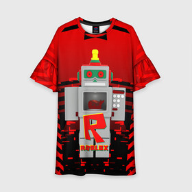 Детское платье 3D с принтом ROBO | ROBLOX | РОБЛОКС (Z) в Тюмени, 100% полиэстер | прямой силуэт, чуть расширенный к низу. Круглая горловина, на рукавах — воланы | game | gamer | roblox | robo | simulator | игра | конструктор | роблок | роблокс | робо | симулятор | строительство | фигура