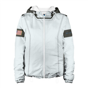 Женская куртка 3D с принтом SpaceX. Скафандр астронавта в Тюмени, ткань верха — 100% полиэстер, подклад — флис | прямой крой, подол и капюшон оформлены резинкой с фиксаторами, два кармана без застежек по бокам, один большой потайной карман на груди. Карман на груди застегивается на липучку | space x | илон маск | как тебе такое | суборбитальные полеты