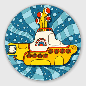 Коврик для мышки круглый с принтом Yellow Submarine. The Beatles. в Тюмени, резина и полиэстер | круглая форма, изображение наносится на всю лицевую часть | Тематика изображения на принте: beatles | blues | rock | rock n roll | submarine | the beatles | yellow | битлз | блюз | желтая | подводная лодка | подлодка | рок | рок н ролл