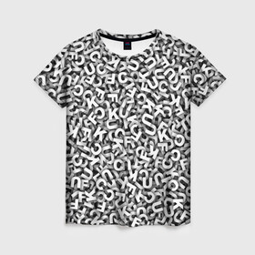 Женская футболка 3D с принтом Буквы UKFC в Тюмени, 100% полиэфир ( синтетическое хлопкоподобное полотно) | прямой крой, круглый вырез горловины, длина до линии бедер | kfc | ufc | алфавит | паттерн | узор