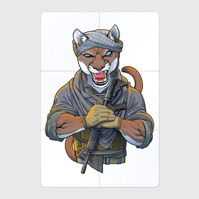 Магнитный плакат 2Х3 с принтом Опасный клык в Тюмени, Полимерный материал с магнитным слоем | 6 деталей размером 9*9 см | Тематика изображения на принте: арт | большая кошка | животное | зверь | оружие | пума | рисунок | человекоподобный