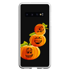 Чехол для Samsung Galaxy S10 с принтом Хэллоуин смешные тыквы в Тюмени, Силикон | Область печати: задняя сторона чехла, без боковых панелей | день всех святых | забавные рожицы | карнавал | праздник | смешные | тыквы | хэллоуин