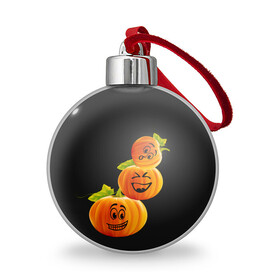 Ёлочный шар с принтом Хэллоуин смешные тыквы в Тюмени, Пластик | Диаметр: 77 мм | день всех святых | забавные рожицы | карнавал | праздник | смешные | тыквы | хэллоуин