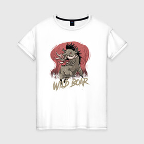 Женская футболка хлопок с принтом Wild Boar в Тюмени, 100% хлопок | прямой крой, круглый вырез горловины, длина до линии бедер, слегка спущенное плечо | wild | дикий зверь | иллюстрация | кабан | кабанчик