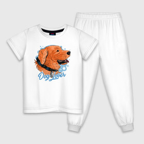 Детская пижама хлопок с принтом Dog Lover в Тюмени, 100% хлопок |  брюки и футболка прямого кроя, без карманов, на брюках мягкая резинка на поясе и по низу штанин
 | Тематика изображения на принте: love | иллюстрация | пес | собачья любовь | щенок