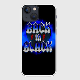 Чехол для iPhone 13 mini с принтом BACK in BLACK AC DC в Тюмени,  |  | ac dc | acdc | acdc ас дс | angus | back in black | highway to hell | mckinnon | you | австралийская | ангус янг | ас дс | асдс | блюз | в форме | гитара | группа | крис слэйд | метал | молния | музыка | певец | рок | рок н ролл | стиви янг