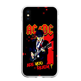 Чехол для iPhone XS Max матовый с принтом ARE YOU REDY? AC/DC в Тюмени, Силикон | Область печати: задняя сторона чехла, без боковых панелей | ac dc | acdc | acdc ас дс | angus | back in black | highway to hell | mckinnon | you | австралийская | ангус янг | ас дс | асдс | блюз | в форме | гитара | группа | крис слэйд | метал | молния | музыка | певец | рок | рок н ролл | стиви янг