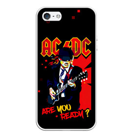 Чехол для iPhone 5/5S матовый с принтом ARE YOU REDY? AC/DC в Тюмени, Силикон | Область печати: задняя сторона чехла, без боковых панелей | ac dc | acdc | acdc ас дс | angus | back in black | highway to hell | mckinnon | you | австралийская | ангус янг | ас дс | асдс | блюз | в форме | гитара | группа | крис слэйд | метал | молния | музыка | певец | рок | рок н ролл | стиви янг