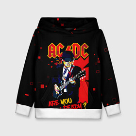 Детская толстовка 3D с принтом ARE YOU REDY? AC/DC в Тюмени, 100% полиэстер | двухслойный капюшон со шнурком для регулировки, мягкие манжеты на рукавах и по низу толстовки, спереди карман-кенгуру с мягким внутренним слоем | ac dc | acdc | acdc ас дс | angus | back in black | highway to hell | mckinnon | you | австралийская | ангус янг | ас дс | асдс | блюз | в форме | гитара | группа | крис слэйд | метал | молния | музыка | певец | рок | рок н ролл | стиви янг