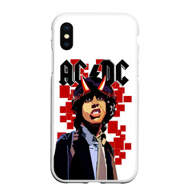 Чехол для iPhone XS Max матовый с принтом AC/DC Ангус Янг в Тюмени, Силикон | Область печати: задняя сторона чехла, без боковых панелей | ac dc | acdc | acdc ас дс | angus | back in black | highway to hell | mckinnon | you | австралийская | ангус янг | ас дс | асдс | блюз | в форме | гитара | группа | крис слэйд | метал | молния | музыка | певец | рок | рок н ролл | стиви янг