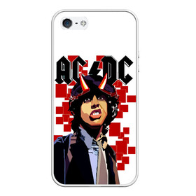 Чехол для iPhone 5/5S матовый с принтом AC/DC Ангус Янг в Тюмени, Силикон | Область печати: задняя сторона чехла, без боковых панелей | ac dc | acdc | acdc ас дс | angus | back in black | highway to hell | mckinnon | you | австралийская | ангус янг | ас дс | асдс | блюз | в форме | гитара | группа | крис слэйд | метал | молния | музыка | певец | рок | рок н ролл | стиви янг