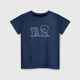 Детская футболка хлопок с принтом Хм... почему не работает в Тюмени, 100% хлопок | круглый вырез горловины, полуприлегающий силуэт, длина до линии бедер | айтишник | мем | мемный программист | не работает | почему не работает | программист | ты ж программист | тыж программист