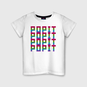 Детская футболка хлопок с принтом P O P I T в Тюмени, 100% хлопок | круглый вырез горловины, полуприлегающий силуэт, длина до линии бедер | pop it | детский | детский принт | для ребенка | поп ит | попит