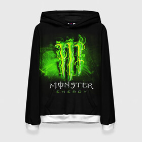 Женская толстовка 3D с принтом MONSTER ENERGY NEON | НЕОН в Тюмени, 100% полиэстер  | двухслойный капюшон со шнурком для регулировки, мягкие манжеты на рукавах и по низу толстовки, спереди карман-кенгуру с мягким внутренним слоем. | monster | monster energy | монстер | монстер енерджи | монстер енэрджи | монстер энерджи | неон | энергетик | энергетический напиток