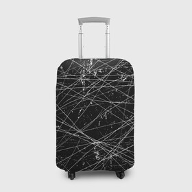 Чехол для чемодана 3D с принтом ТЕКСТУРА ГРАНЖ | GRUNGE  в Тюмени, 86% полиэфир, 14% спандекс | двустороннее нанесение принта, прорези для ручек и колес | grunge | texture | гранж | краска | линии | потертости | старина | текстура