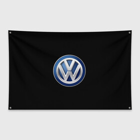 Флаг-баннер с принтом Volkswagen логотип в Тюмени, 100% полиэстер | размер 67 х 109 см, плотность ткани — 95 г/м2; по краям флага есть четыре люверса для крепления | golf | logo | polo | tuareg | volkswagen | vw | авто | автомобиль | лого | логотип | машина | пассат | поло | сс | тачка | тигуан | туарег | фольксваген | цц