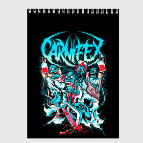 Скетчбук с принтом Carnifex в Тюмени, 100% бумага
 | 48 листов, плотность листов — 100 г/м2, плотность картонной обложки — 250 г/м2. Листы скреплены сверху удобной пружинной спиралью | carnifex | die without hope | graveside confessions | world war x | группы | дэткор | карнифекс | музыка | рок