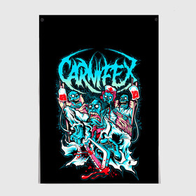 Постер с принтом Carnifex в Тюмени, 100% бумага
 | бумага, плотность 150 мг. Матовая, но за счет высокого коэффициента гладкости имеет небольшой блеск и дает на свету блики, но в отличии от глянцевой бумаги не покрыта лаком | carnifex | die without hope | graveside confessions | world war x | группы | дэткор | карнифекс | музыка | рок