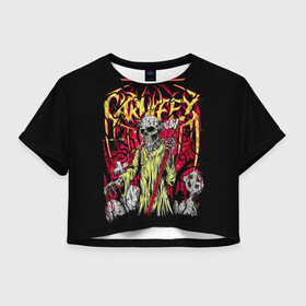 Женская футболка Crop-top 3D с принтом Carnifex в Тюмени, 100% полиэстер | круглая горловина, длина футболки до линии талии, рукава с отворотами | carnifex | die without hope | graveside confessions | world war x | группы | дэткор | карнифекс | музыка | рок