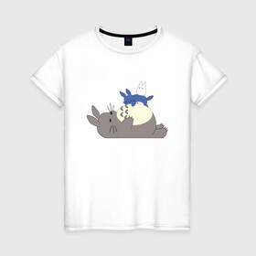 Женская футболка хлопок с принтом Sleepy Totoro в Тюмени, 100% хлопок | прямой крой, круглый вырез горловины, длина до линии бедер, слегка спущенное плечо | ghibli | japan | nature | neigbor | neighbour | totoro | анимация | аниме | гибли | друг | животные | лес | милый | мир | миядзаки | мой сосед тоторо | мульт | мультфильм | природа | сосед | тоторо | хаяо | хранитель | япония
