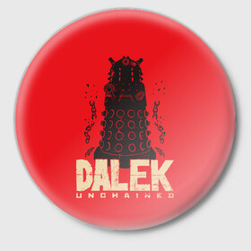 Значок с принтом Dalek в Тюмени,  металл | круглая форма, металлическая застежка в виде булавки | Тематика изображения на принте: doctor who | serial | доктор кто | путешествия во времени | сериал | сериалы | фантастика
