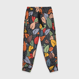 Детские брюки 3D с принтом Рисованная Осень в Тюмени, 100% полиэстер | манжеты по низу, эластичный пояс регулируется шнурком, по бокам два кармана без застежек, внутренняя часть кармана из мелкой сетки | дерево | лес | листок | листопад | листья | осень