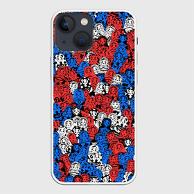Чехол для iPhone 13 mini с принтом Бело сине красные матрёшки в Тюмени,  |  | matryoshka | матрешка | паттерн | россия | русский | славянский | триколор | узор | флаг