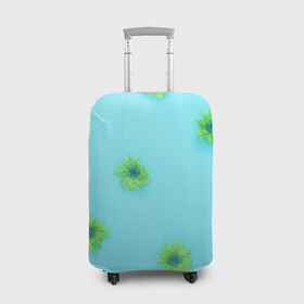 Чехол для чемодана 3D с принтом Зеленые Цветочки в Тюмени, 86% полиэфир, 14% спандекс | двустороннее нанесение принта, прорези для ручек и колес | зеленые цветочки | маленькие цветочки | цветы