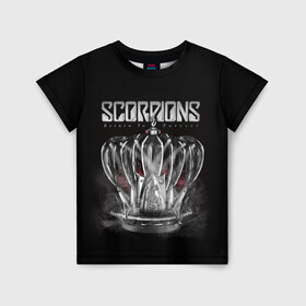 Детская футболка 3D с принтом SCORPIONS в Тюмени, 100% гипоаллергенный полиэфир | прямой крой, круглый вырез горловины, длина до линии бедер, чуть спущенное плечо, ткань немного тянется | chainge | forever | germany | grunge | king | metal | music | punk | return | rock | scorpions | wind | ветер | германия | гранж | корона | метал | панк | перемен | рок | скорпионс | хард рок