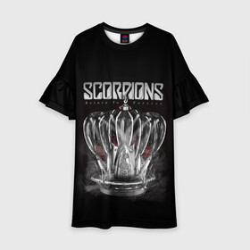 Детское платье 3D с принтом SCORPIONS в Тюмени, 100% полиэстер | прямой силуэт, чуть расширенный к низу. Круглая горловина, на рукавах — воланы | chainge | forever | germany | grunge | king | metal | music | punk | return | rock | scorpions | wind | ветер | германия | гранж | корона | метал | панк | перемен | рок | скорпионс | хард рок