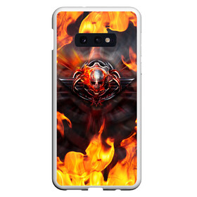 Чехол для Samsung S10E с принтом FIRE GEARS OF WAR | ПОСТЕР В ОГНЕ (Z) в Тюмени, Силикон | Область печати: задняя сторона чехла, без боковых панелей | gears | gears 5 | gears of war | gears of war 5 | имульсия | механизмы войны | шестерёнка | шестерёнки | шестерня