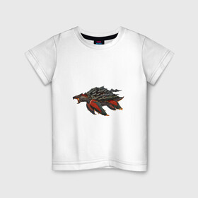 Детская футболка хлопок с принтом Вулканическая черепаха в Тюмени, 100% хлопок | круглый вырез горловины, полуприлегающий силуэт, длина до линии бедер | арт | вулкан | динозавр | доисторические | дым | лава | рисунок | фантастика | фантастическое животное | черепаха