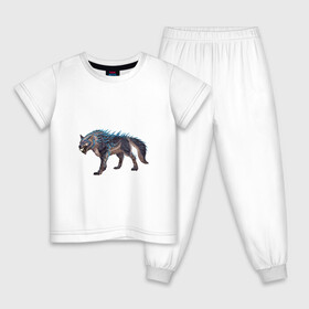 Детская пижама хлопок с принтом Северный волк в Тюмени, 100% хлопок |  брюки и футболка прямого кроя, без карманов, на брюках мягкая резинка на поясе и по низу штанин
 | арт | божество | животное божество | лёд | рисунок | север | фантастический зверь | фантастическое животное | холод