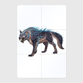 Магнитный плакат 2Х3 с принтом Северный волк в Тюмени, Полимерный материал с магнитным слоем | 6 деталей размером 9*9 см | арт | божество | животное божество | лёд | рисунок | север | фантастический зверь | фантастическое животное | холод