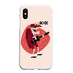 Чехол для iPhone XS Max матовый с принтом Ангус Янг AC/DC в Тюмени, Силикон | Область печати: задняя сторона чехла, без боковых панелей | ac dc | acdc | acdc ас дс | angus | back in black | highway to hell | mckinnon | you | австралийская | ангус янг | ас дс | асдс | блюз | в форме | гитара | группа | крис слэйд | метал | молния | музыка | певец | рок | рок н ролл | стиви янг